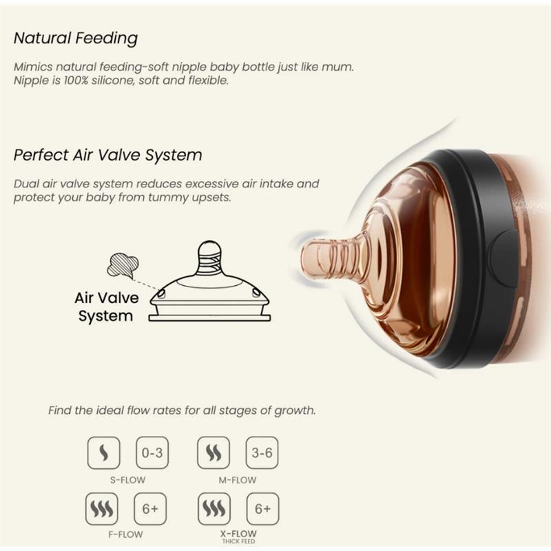 Heorshe - Uitra Wide Neck Baby Bottle - 8Oz/240Ml, Black Image 5