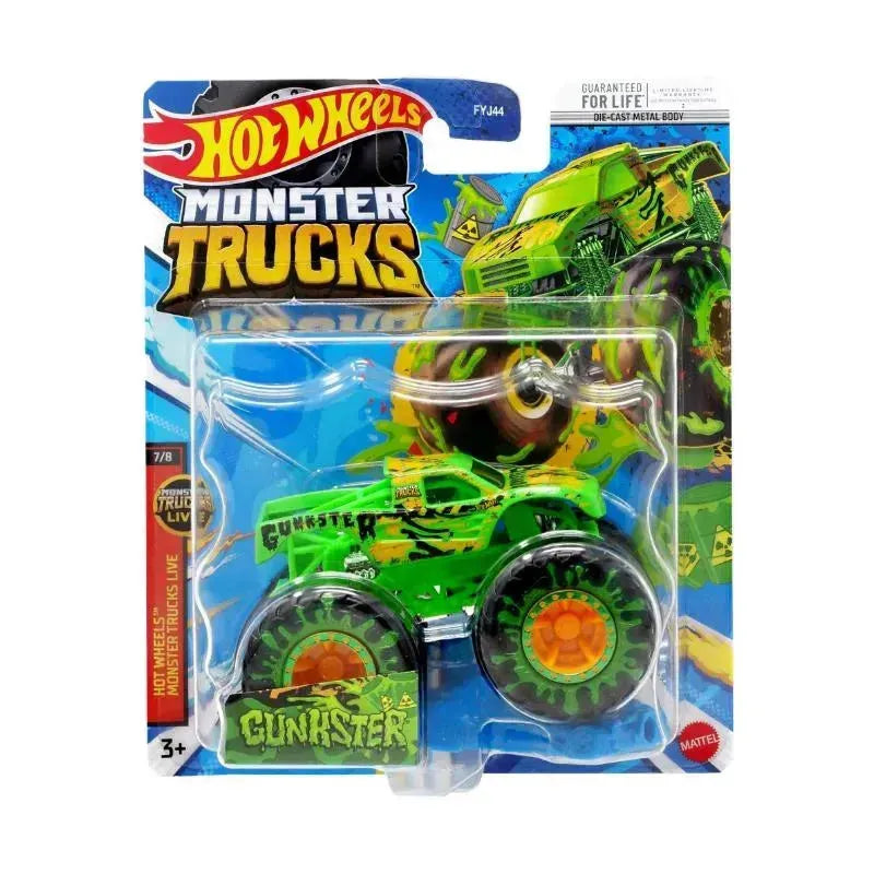 Hot Wheels Carro fundido em molde de Monster Trucks, Gunkster