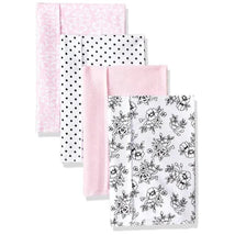 Hudson Baby Unisex Baby Flannel Burp Cloths, Black/Pink Floral Image 1