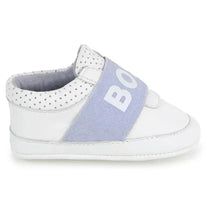 Hugo Boss Baby - Leather Slippers Boy Sneaker, White And Light Blue Image 2