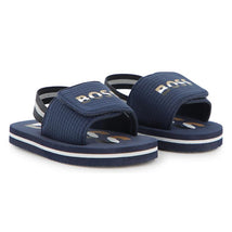 Hugo Boss Baby - Sandals With Hook And Loop Closure And Elastic Ankle Strap. Navy Image 1