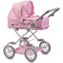 JC Toys Berenguer Boutique Deluxe Foldable Baby Doll Stroller with Canopy - Pink Image 1