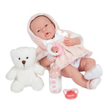 JC Toys La Newborn All-Vinyl Baby Doll Pink Coat & Outfit with Animal Friend Image 1