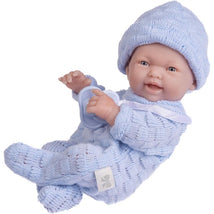 JC Toys Mini La Newborn 9.5 All-Vinyl Baby Doll in Blue Knit Onesies Image 1