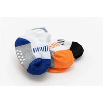 Jefferies Socks Non-Skid Seamless 3Pk Orange/Blue/Black Gripper Baby Socks Image 2
