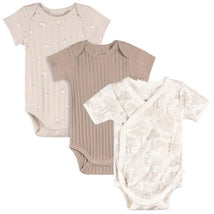 Just Born - 3Pk Baby Bodysuit Neutral Brown Prints Image 1