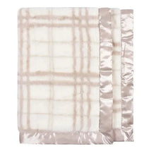 Just Born - Tan Plush Plaid Baby Blanket Image 1