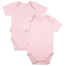 Kushies - 2 Pack Short Sleeve Bodysuit Pink Solid / Stripe Image 1