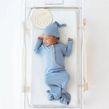 Kyte Baby - Ribbed Knotted Gown With Hat Set In Slate Image 1