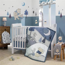 Lambs & Ivy - 3Pk Disney Forever Pooh Baby Crib Bedding Set, Blue Image 1