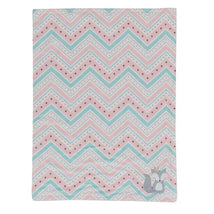 Lambs & Ivy Little Spirit Chevron Fox Blanket, Coral/Teal Image 2