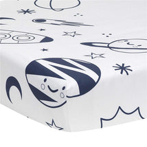 Lambs & Ivy Milky Way Fitted 100% Cotton Star Crib Sheet, Blue/White/Modern Image 1