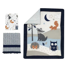 Lambs & Ivy Whimsical Woods Blue/Gray Woodland 3-Piece Baby Crib Bedding Set Image 1