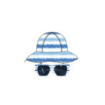 Little Me - 2Pc Boy Hat & Sunglass Set Tie Dye, Blue/White, 0/12M Image 1