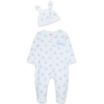 Little Me - Baby Boy Blue Bunny Footie & Hat Image 1