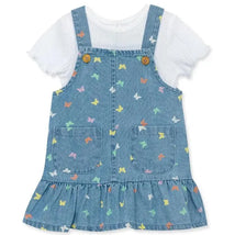 Little Me - Baby Girl Butterfly Cotton Denim Dress Set Image 2