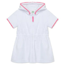 Little Me - Baby Girl Zip Swim Cover Up, White Image 1