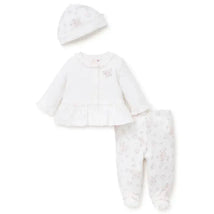 Little Me Dainty Roses Cardigan Set White/Pink Image 1