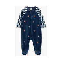 Little Me - Train Schiffli Footie, Blue Image 1