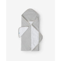 Little Unicorn Cotton Hooded Towel & Wash Cloth Grey Stripe Image 1