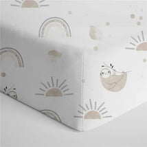 Living Textiles - 100% Cotton Jersey Crib Fitted Sheet, Rainbow Sloth Image 1