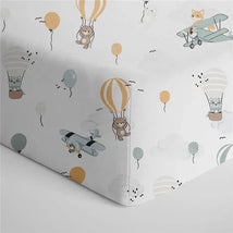 Living Textiles - 100% Cotton Jersey Crib Fitted Sheet, Up and Up Away Image 1