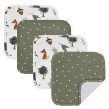 Living Textiles - 4Pk BabyWash Cloths, Forest Retreat/Olive Dots Image 1