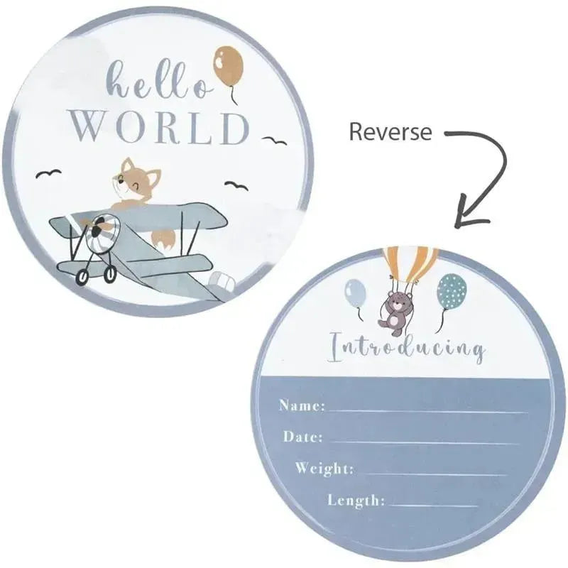 Living Textiles - Baby Gift Set, Hello World, Premium Cotton Jersey Swaddle and Beanie, Blue Bird Stripes Image 3