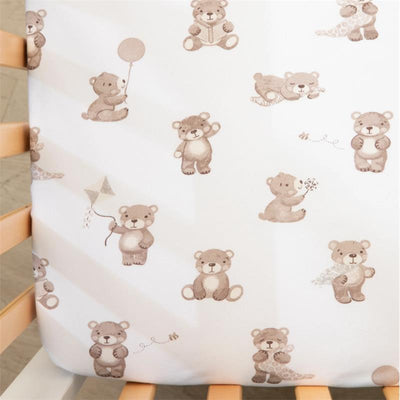 Living Textiles - Cotton Jersey Fitted Sheet, Cuddly Bear Image 1