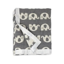 Living Textiles - Grey Elephant Cotton Muslin Jacquard Blanket Image 1