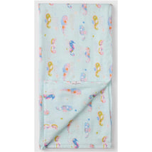 Loulou Lollipop Muslin Swaddle Painterly Seahorse Image 1