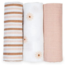 Lulujo - 3Pk Daisies Muslin Receiving Blankets Image 1