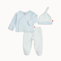 Magnetic Me - Baby Boy Blue Stripe Organic Cotton Kimono Image 1