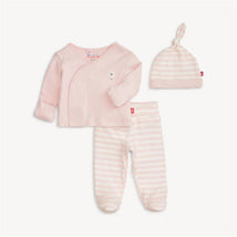 Magnetic Me - Baby Girl Pink Stripe Organic Cotton Kimono Image 1