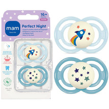 MAM 2Pk Perfect Baby Premium Pacifier 16+ Months, Extra Thin Nipple, Glows in The Dark Boy Image 1