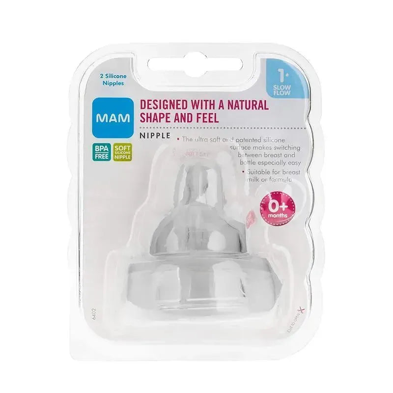 MAM - Bottle Nipples, Level 1 Slow Flow Nipple, 0+ Months, 2 Count Image 2