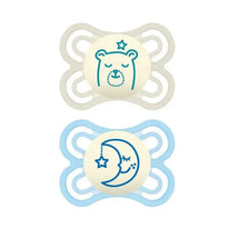 MAM's 2-Pack 0-6 months Perfect Night Pacifiers - Blue Image 1