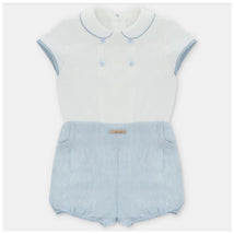 Martin Aranda Baby Boy Set Shirt & Bloomer Victoria, Beige Mix Image 1
