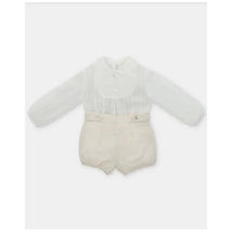 Martin Aranda - Baby Boy Set Shirt & Boys Shorts With Suspenders Tenerezza, Ivory Image 1