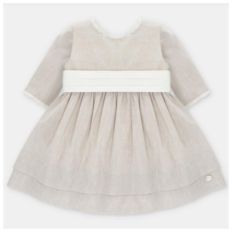 Martin Aranda Baby Girl Dress Quebec, Beige | MacroBaby