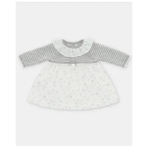 Martin Aranda - Baby Girl Knit Woven Mix Dress & Glace, Light Grey Image 1