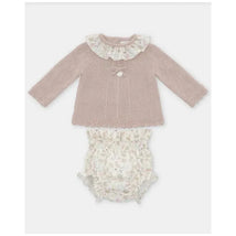 Martin Aranda - Baby Girl Peonia Set Sweater Matching Bloomer, Rosa Palo Image 1