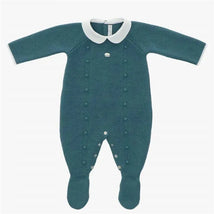 Martin Aranda - Baby Long Romper Feet (All Knitwear) Petit Flowers, Blue Image 1