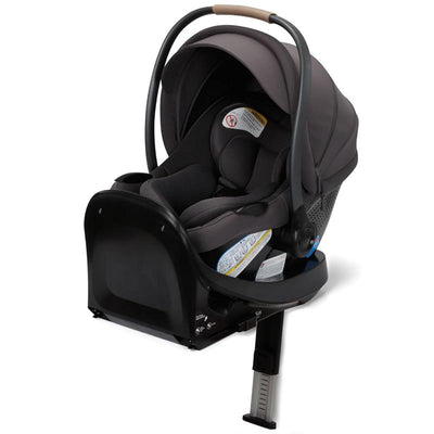Maxi-Cosi Ambra Infant Car Seat in Escargot color, featuring a padded interior, adjustable handle, and a secure base with leg support.