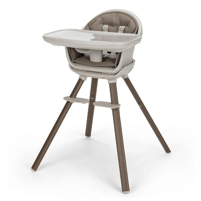 Maxi-Cosi Moa 8-In-1 High Chair in Classic Truffle, featuring a sleek design, adjustable seat, and safety harness.