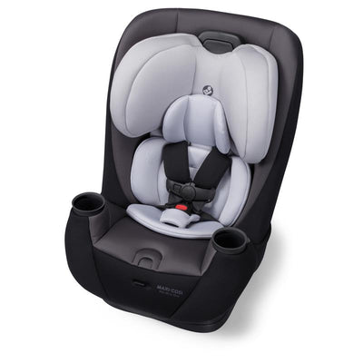 Maxi-Cosi Pria All-in-One Convertible Car Seat in Blackened Pearl, featuring plush cushioning and dual cup holders.