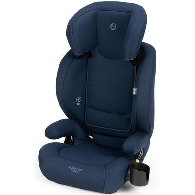 Maxi-Cosi Rodisport Booster Car Seat in Seafaring color featuring a padded design and adjustable headrest.