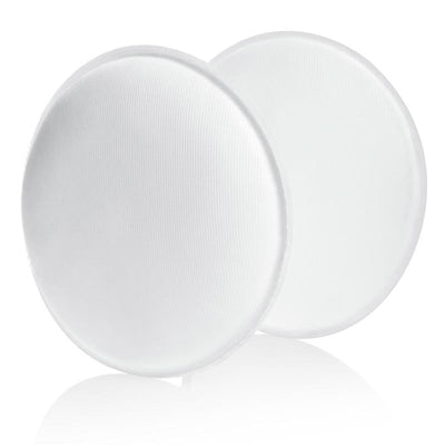 Washable nursing pads from Medela, designed for comfort and absorbency, featuring a soft, white fabric.
