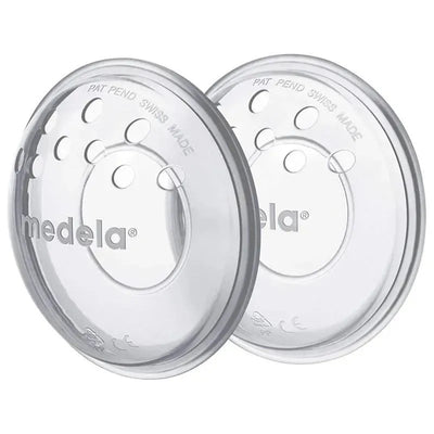 Medela SoftShells Breast Shells in clear plastic, designed for comfort and protection during breastfeeding.