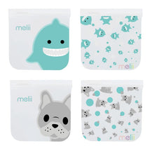 Melii 4Pk Reusable Eva Animal Snack Bags, 2 Bulldog & 2 Shark Image 1